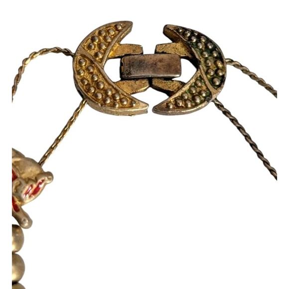 VTG Medici Two Sisters Slide Charm Bracelet Christmas Santa Reindeer Gold Tone - Picture 7 of 7